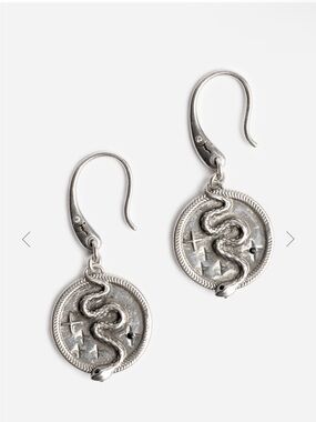 Johnny Was Silver Snake Coin Drop Earrings